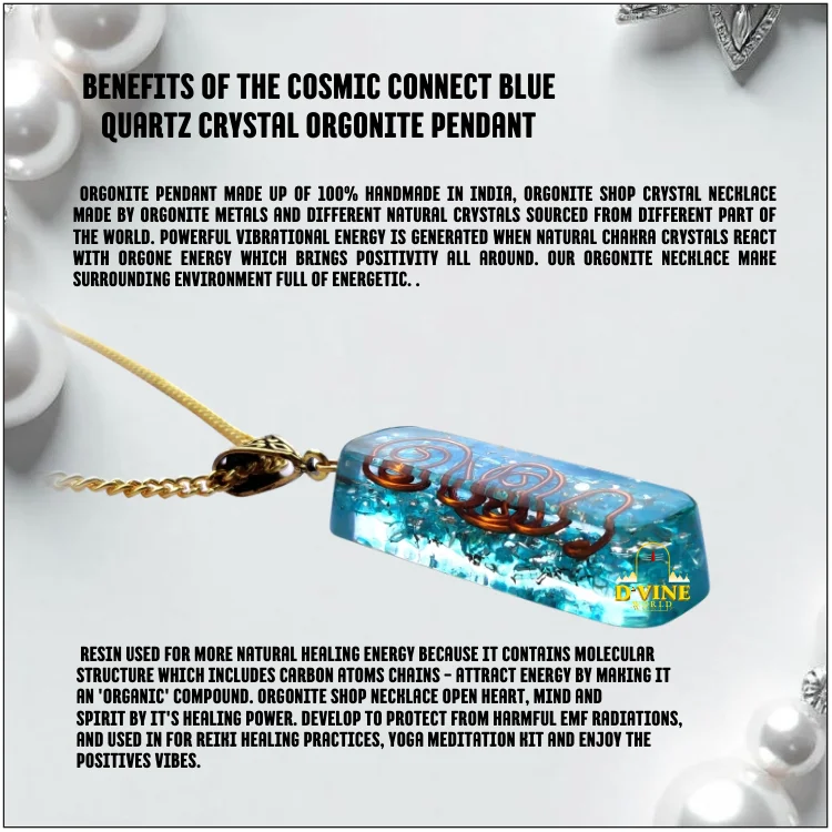 Blue Quartz Crystal Orgonite Pendant 